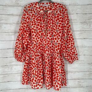 Compania Fantastica Funky 70's Orange Floral Dress Size M Sheer Cotton Swimcover